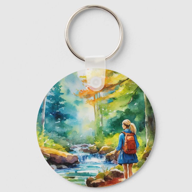 Hiking Girl Keychain (Front)