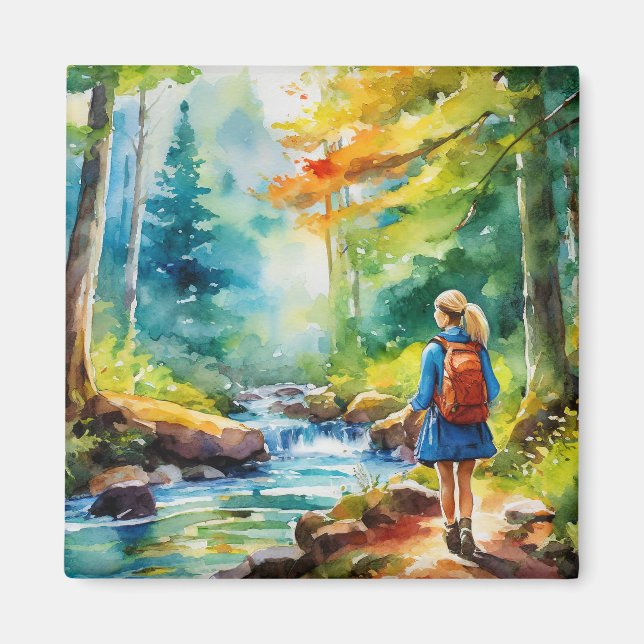 Hiking Girl Magnet (Front)