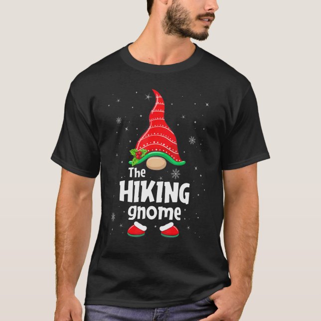 Hiking Gnome Matching Family Group Christmas Party T-Shirt (Front)