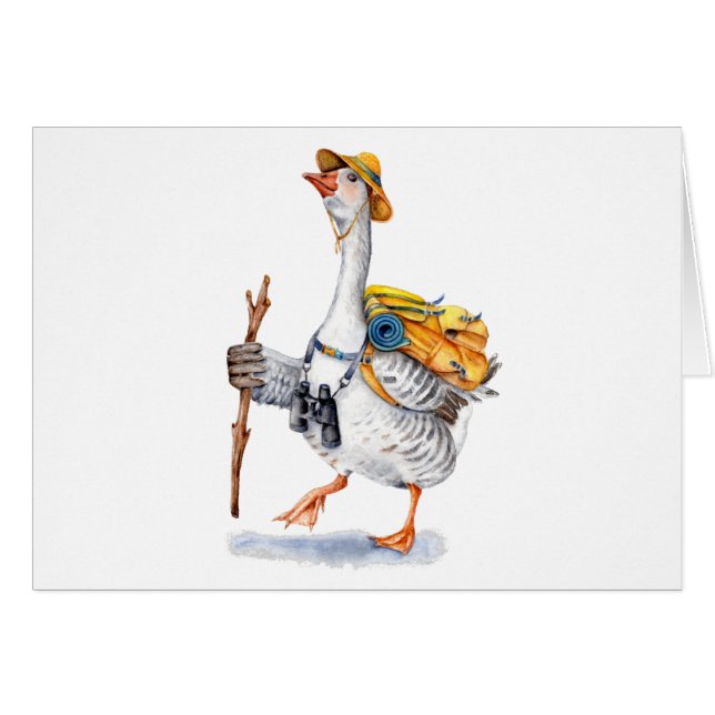 Hiking Goose with Backpack and Binoculars (Front Horizontal)