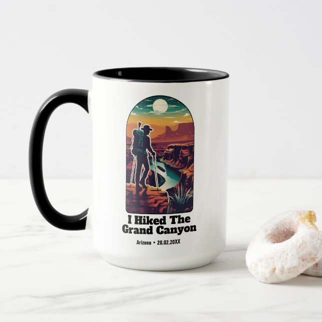 Hiking Grand Canyon National Park Arizona Mug (With Donut)