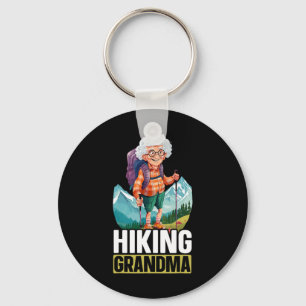 Hiking Grandma Mountain Climbing Hiker Grandmother Keychain