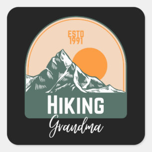 Hiking Grandma Square Sticker