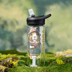 Hiking Guinea Pig Explorer Adventurer, Birthday Water Bottle
