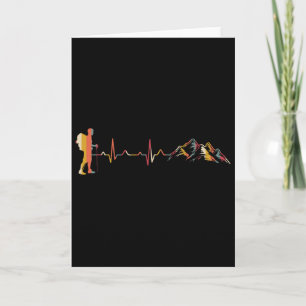 Hiking Heartbeat Ecg Hiker Climber Mountains Hike Card