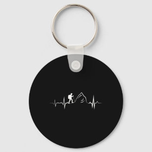 Hiking Heartbeat Mountain Lover Gift  Keychain