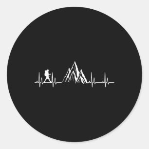 Hiking Heartbeat Nature Lover Quote Hike Climbing Classic Round Sticker