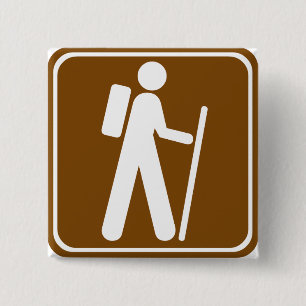Hiking Highway Sign 2 Inch Square Button