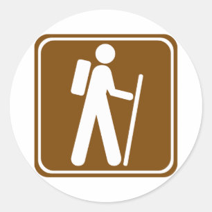Hiking Highway Sign Classic Round Sticker