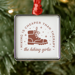 Hiking hiker boots girly retro brown aesthetic metal ornament