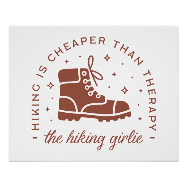 Hiking hiker boots girly retro brown aesthetic poster (Front)