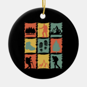 Hiking - Hiking Stuff Retro Hiking Gift Ceramic Ornament
