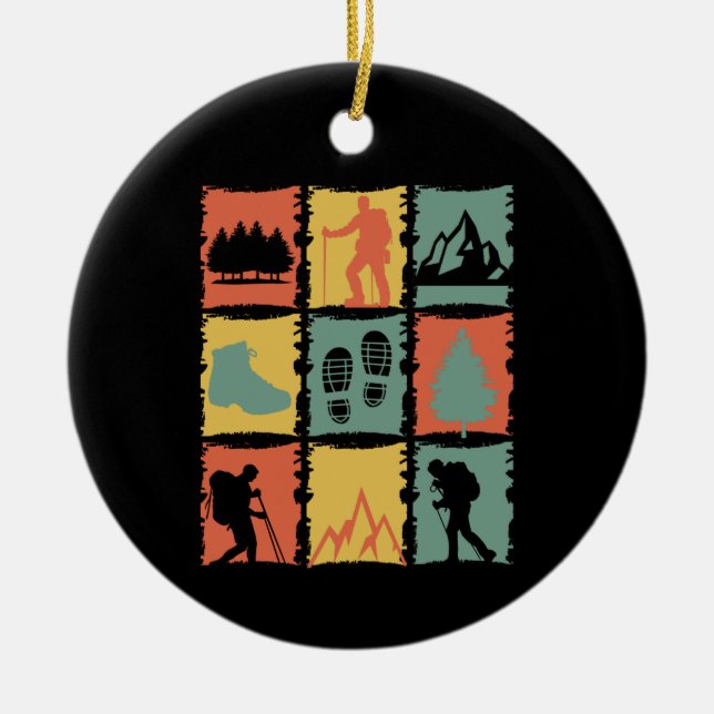 Hiking - Hiking Stuff Retro Hiking Gift Ceramic Ornament (Front)
