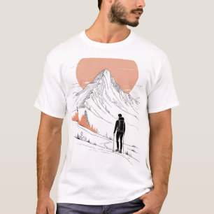 Hiking Illustration with Clean Strokes, Soft Colou T-Shirt