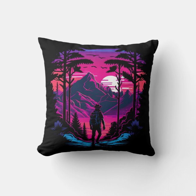 Hiking In The Mountains Throw Pillow (Front)