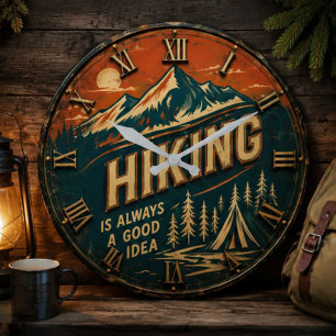 Hiking Is Always a Good Idea Hiker Gift Large Clock