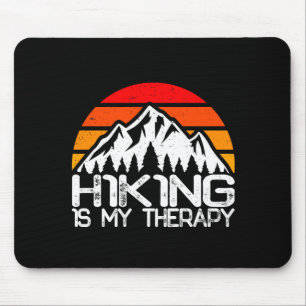 Hiking is therapy funny hiking camping retro mouse pad