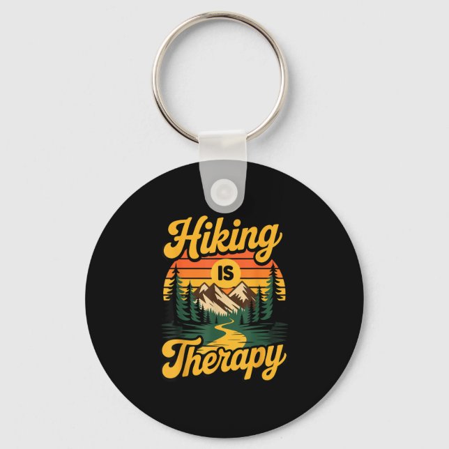 Hiking is therapy  keychain (Front)