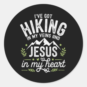 Hiking Jesus Christ Religion Christian Hiker Chris Classic Round Sticker