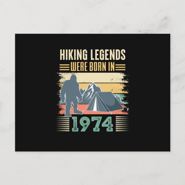 hiking legends were born in1974 postcard (Front)