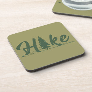 Hiking logo hike hikers with pine tree coaster