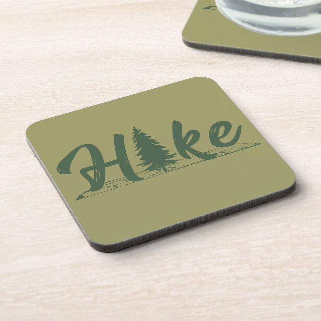 Hiking logo hike hikers with pine tree coaster (Left Side)