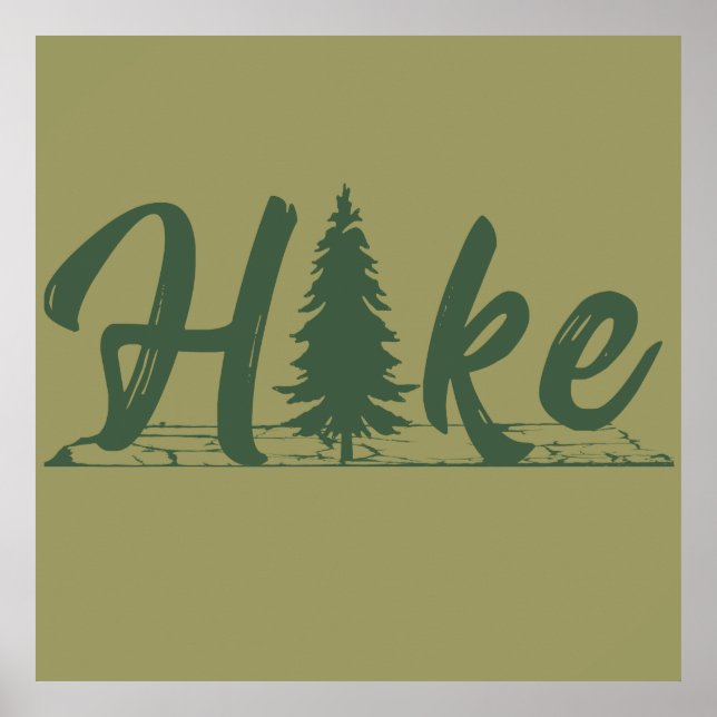 Hiking logo hike hikers with pine tree poster (Front)