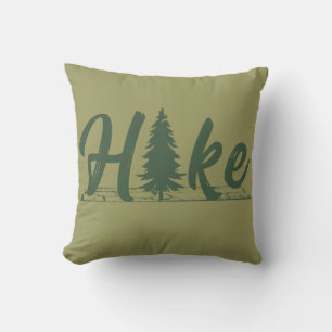 Hiking logo hike hikers with pine tree throw pillow