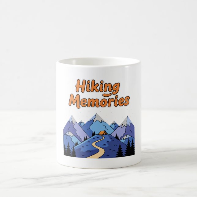  "Hiking Memories" Whimsical Mountain Camping  Magic Mug (Center)
