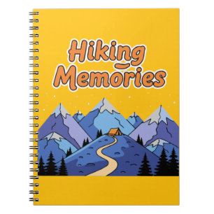  "Hiking Memories" Whimsical Mountain Camping  Notebook