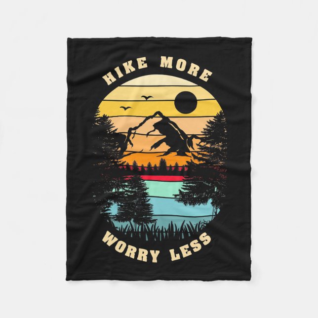 Hiking More Worry Less Fleece Blanket (Front)
