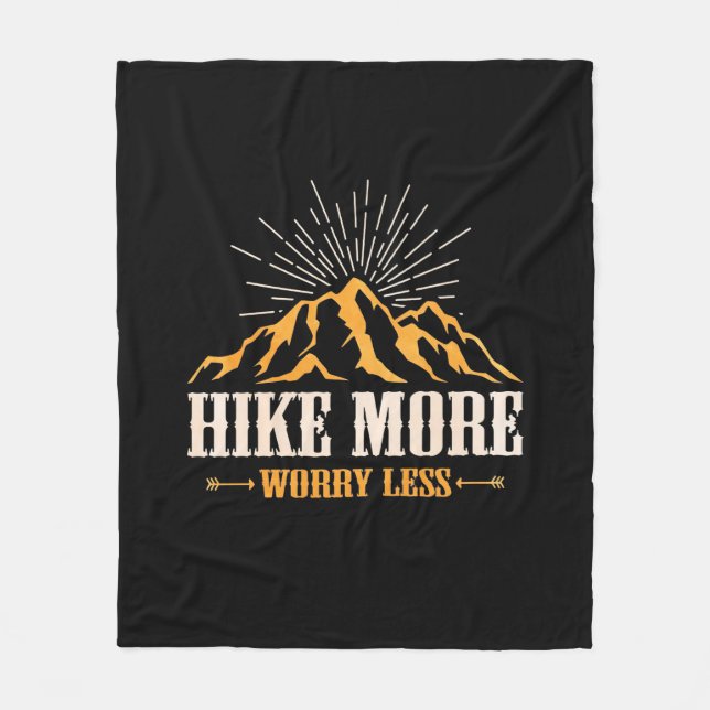 Hiking More Worry Less Fleece Blanket (Front)