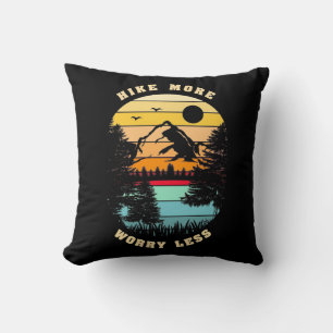 Hiking More Worry Less Throw Pillow