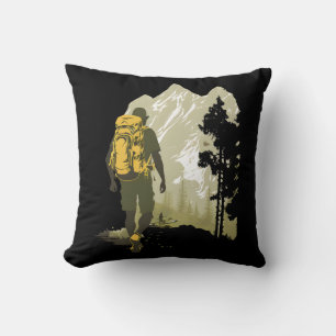 Hiking Mountain Adventure Throw Pillow