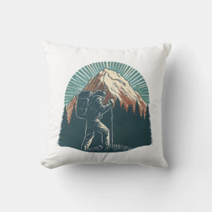 Hiking Mountain Graphic Throw Pillow