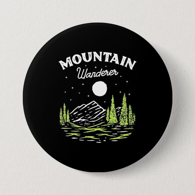 Hiking Mountain Wanderer 3 Inch Round Button (Front)