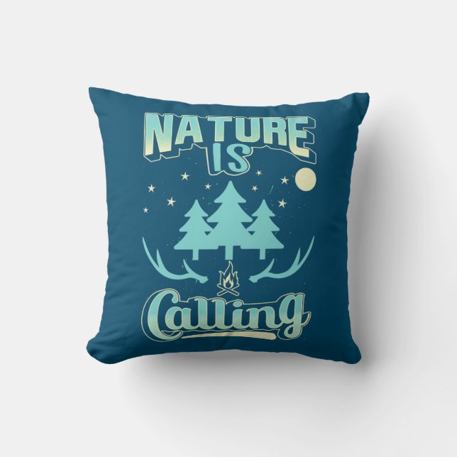 Hiking Nature Is Calling Throw Pillow (Front)