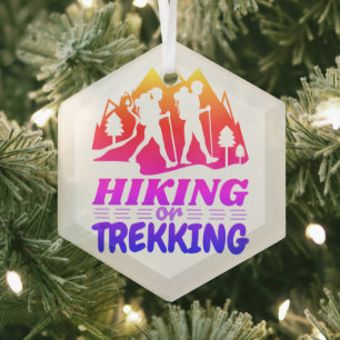 Hiking or Trekking Glass Ornament