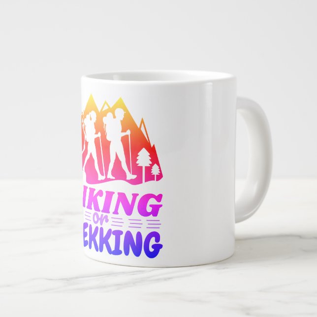 Hiking or Trekking Large Coffee Mug (Front Right)