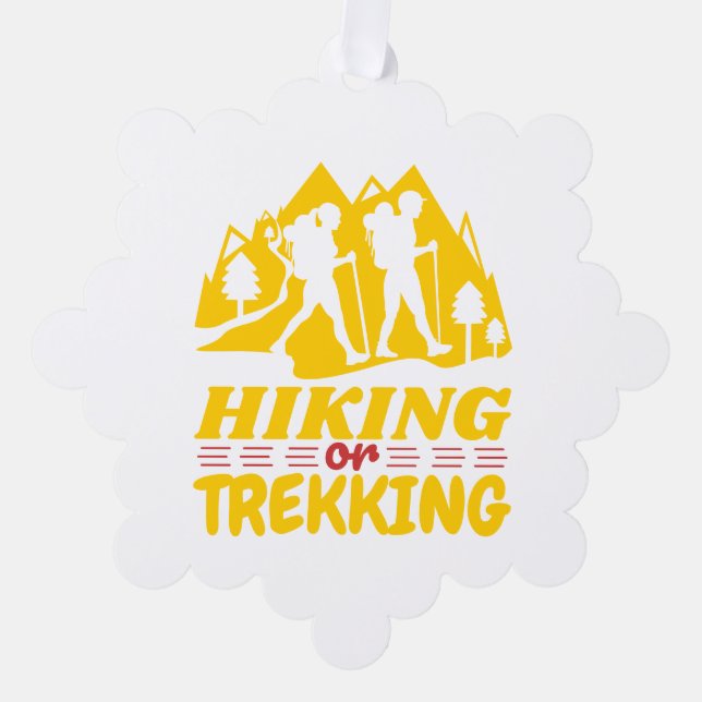 Hiking or Trekking Ornament Card (Front)