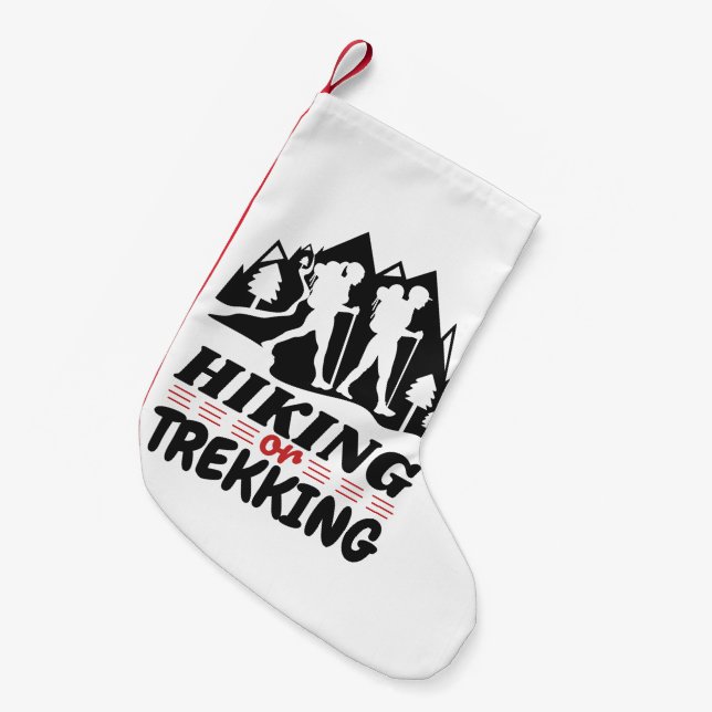 Hiking or Trekking Small Christmas Stocking (Front (Hanging))