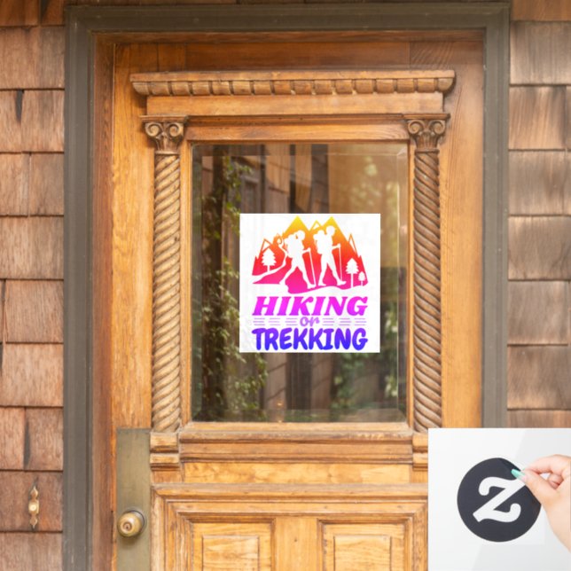 Hiking or Trekking Window Cling (Home Door)
