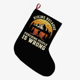 Hiking Outdoor Funny Hiker Large Christmas Stocking