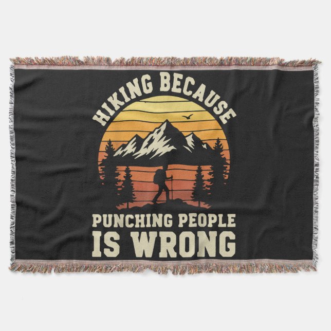 Hiking Outdoor Funny Hiker Throw Blanket (Front)