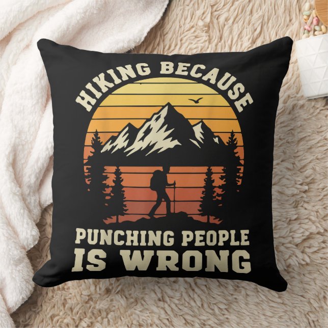 Hiking Outdoor Funny Hiker Throw Pillow (Blanket)
