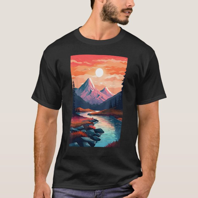 Hiking outdoor mountains landscape T-Shirt (Front)
