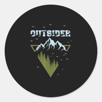 Hiking Outsider Saying For The Mountains Classic Round Sticker