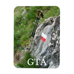 Hiking Poles, Trail Marker, Grand Tour of the Alps Magnet