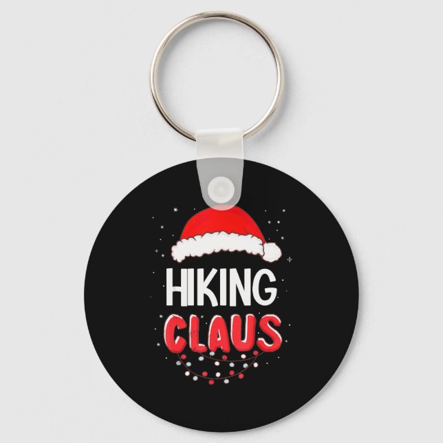 Hiking Santa Claus Christmas Matching Costume  Keychain (Front)