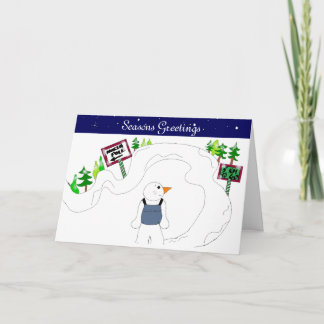 Hiking Snowman Holiday Card